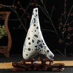 12-Hole Alto C Ocarina with Blue Floral Design