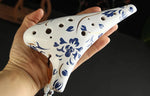12-Hole Alto C Ocarina with Blue Floral Design