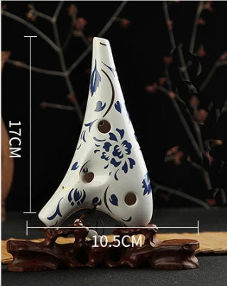 12-Hole Alto C Ocarina with Blue Floral Design