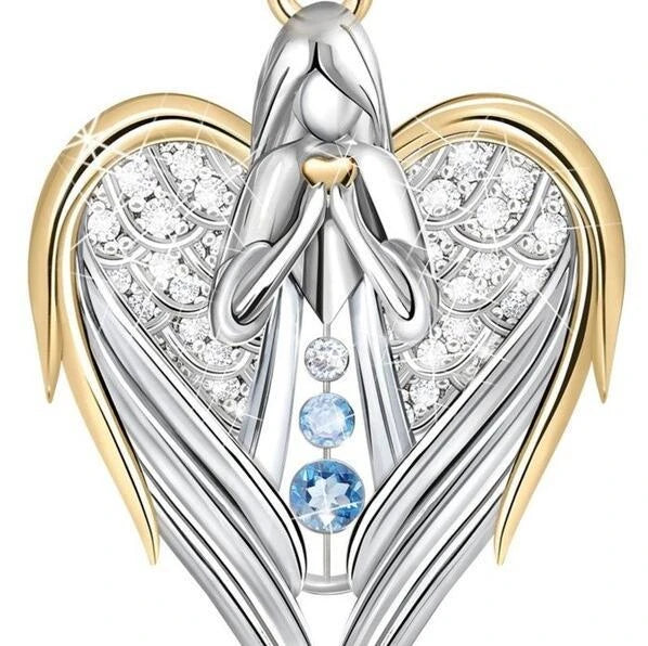 Angel Heart Diamond Necklace - Guardian Angel Design