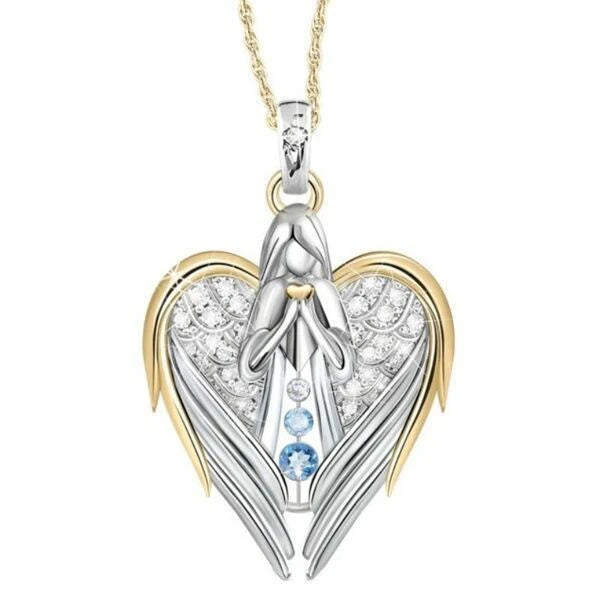 Angel Heart Diamond Necklace - Guardian Angel Design