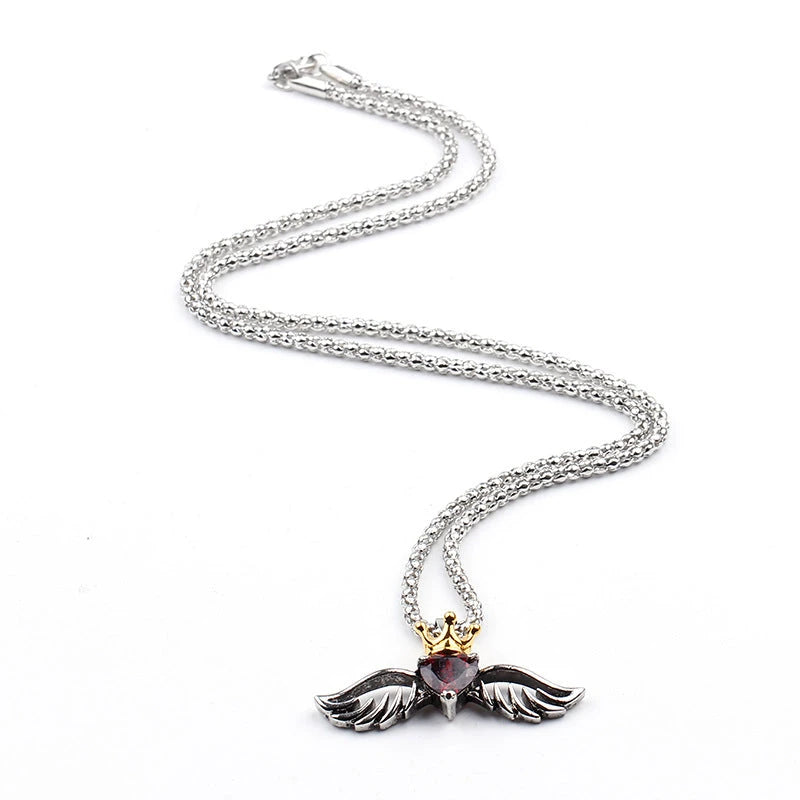 Red Diamond Spider Necklace & Heart Angel Gemstone Jewelry