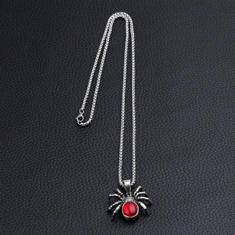 Red Diamond Spider Necklace & Heart Angel Gemstone Jewelry