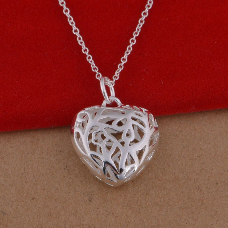 3D Heart-Shaped Jewelry Set in Fashion Silver Design
