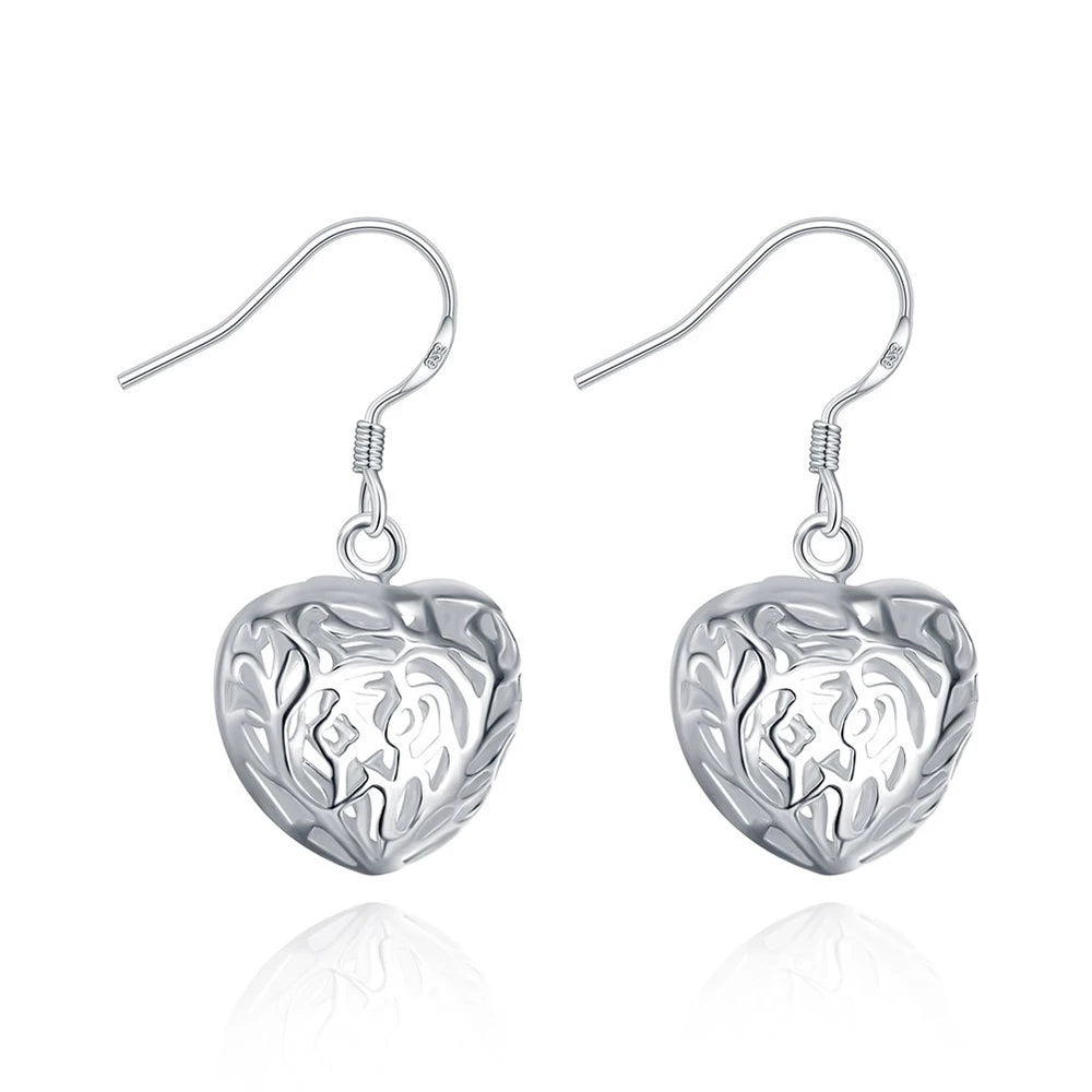 3D Heart-Shaped Jewelry Set in Fashion Silver Design