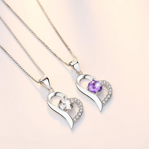 Sweet Heart Pendant Necklace for Women - Silver Jewelry