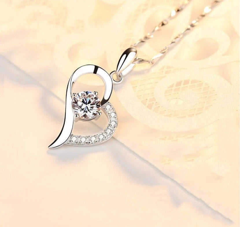 Sweet Heart Pendant Necklace for Women - Silver Jewelry