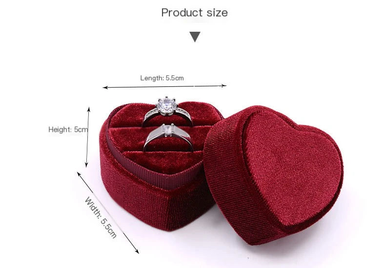 Red Heart Ring Stand with Velvet Jewelry Box (Single)