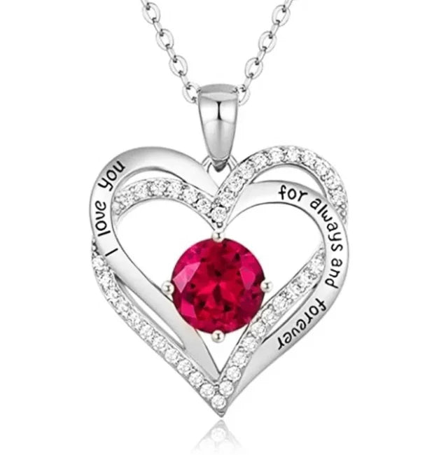 Double Heart Zircon Pendant Necklace – Women's Heart-Shaped Alloy Jewelry