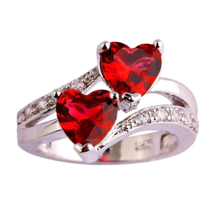 Zircon Ring - Double Heart Design Jewelry
