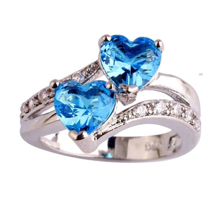Zircon Ring - Double Heart Design Jewelry