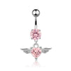 Angel Wings Zirconia Heart Navel Ring Jewelry