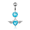 Angel Wings Zirconia Heart Navel Ring Jewelry
