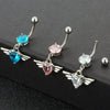 Angel Wings Zirconia Heart Navel Ring Jewelry