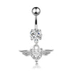 Angel Wings Zirconia Heart Navel Ring Jewelry