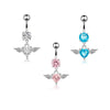Angel Wings Zirconia Heart Navel Ring Jewelry