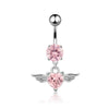 Angel Wings Zirconia Heart Navel Ring Jewelry