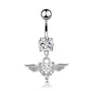 Angel Wings Zirconia Heart Navel Ring Jewelry