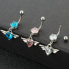 Angel Wings Zirconia Heart Navel Ring Jewelry