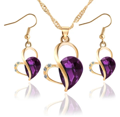 Heart-Shaped Pearl Jewelry Set with Water Drop Earrings