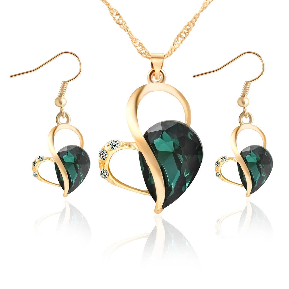 Heart-Shaped Pearl Jewelry Set with Water Drop Earrings