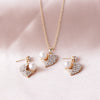 Heart Pearl Jewelry Set with Earrings and Necklace
