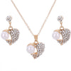 Heart Pearl Jewelry Set with Earrings and Necklace
