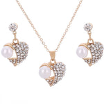 Heart Pearl Jewelry Set with Earrings and Necklace