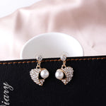 Heart Pearl Jewelry Set with Earrings and Necklace