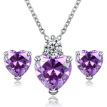 Heart-Shaped Zirconia Earrings and Necklace Set