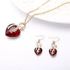 Fashion Heart-Shaped Crystal Earrings and Necklace Set