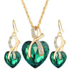 Fashion Heart-Shaped Crystal Earrings and Necklace Set