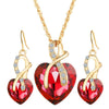 Fashion Heart-Shaped Crystal Earrings and Necklace Set