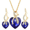 Fashion Heart-Shaped Crystal Earrings and Necklace Set