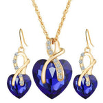 Fashion Heart-Shaped Crystal Earrings and Necklace Set