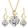 Fashion Heart-Shaped Crystal Earrings and Necklace Set