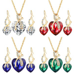 Fashion Heart-Shaped Crystal Earrings and Necklace Set
