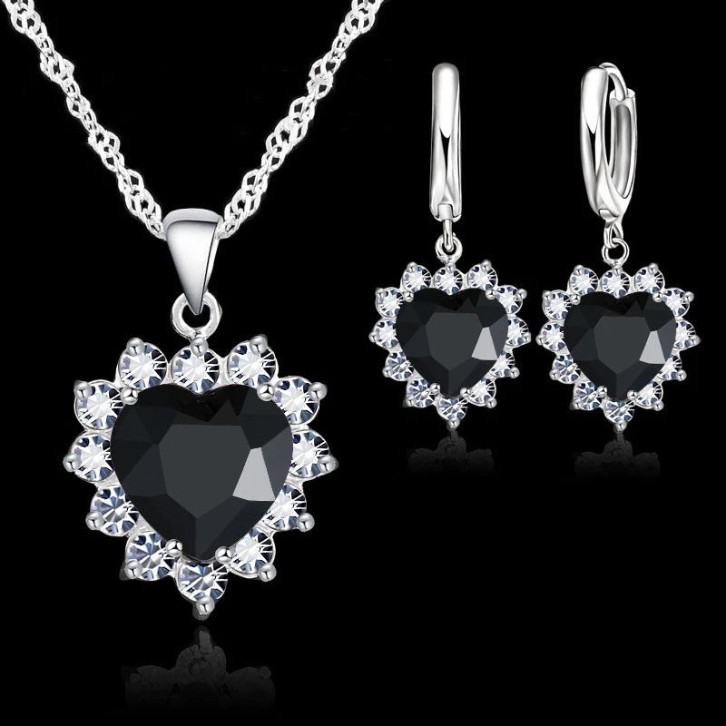 Heart-shaped earrings necklace jewelry set