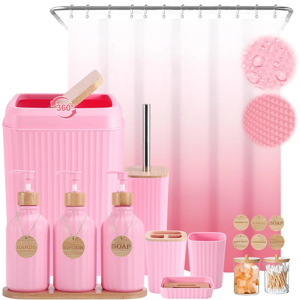Pink Bathroom Accessories Set