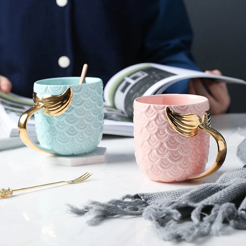 Creative Gold Mermaid Ceramic Coffee Mug