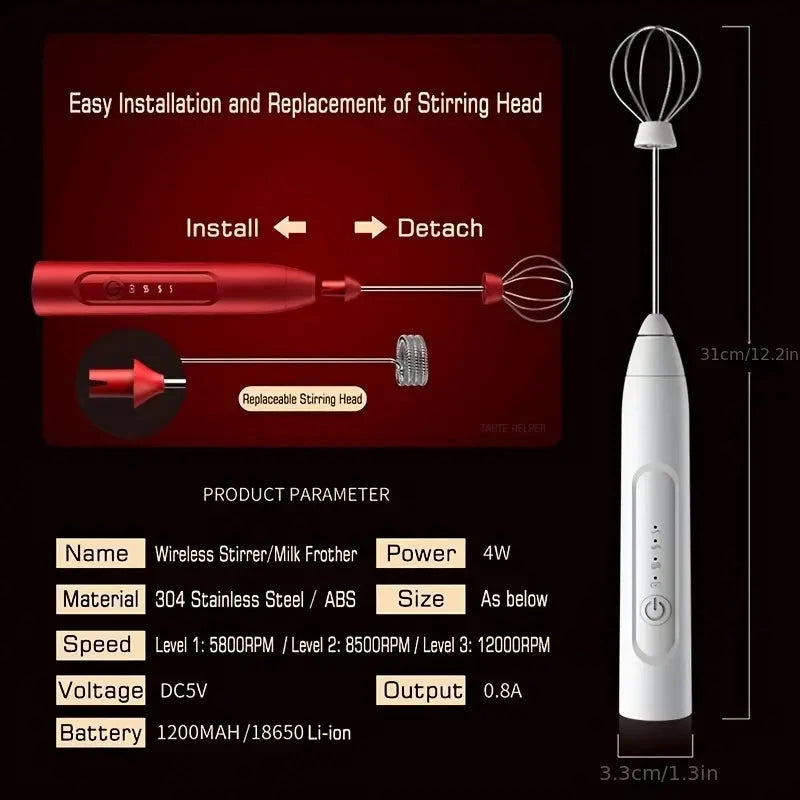 Rechargeable Electric Handheld Milk Frother