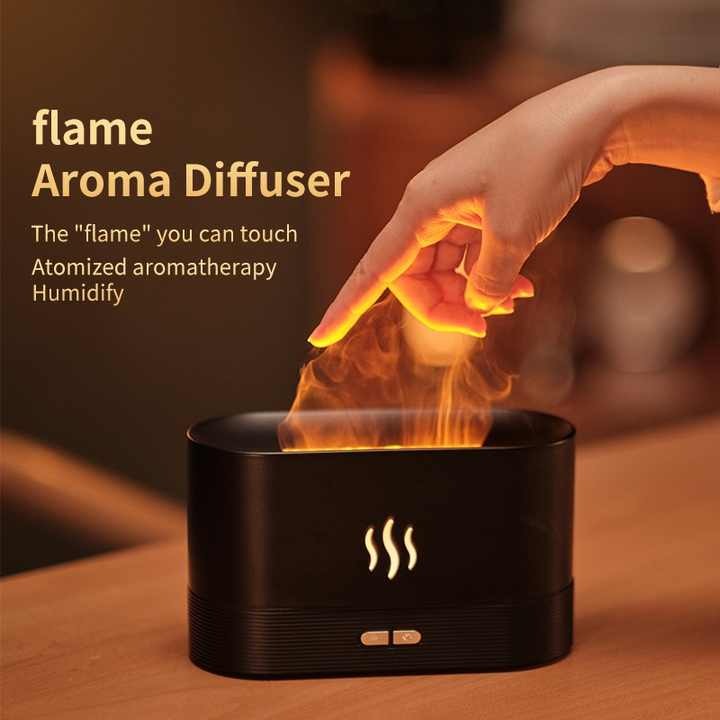 Creative Flame Aromatherapy Machine with Seven-Color Humidifier